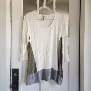 Dolan Anthropologie Women's Color Block Top - White, Gray, and Green